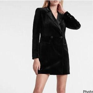 SIZE SMALL WOMENS VELVET DOUBLE BREASTED PADDED SHOULDER MINI BLAZER DRESS